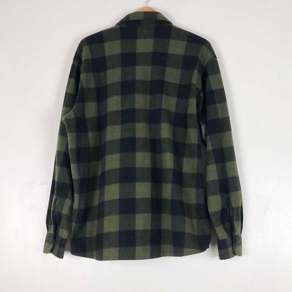 Wrangler Men's Dark Green Plaid Fleece Shacket - Picture 2 of 8